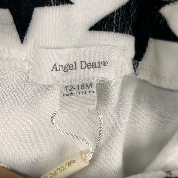 Angel Dear Girls Jumpsuit 12-18M White Black Star Print Cotton Blend‎ Romper - Picture 2 of 7